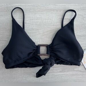 Becca Women's Modern Edge Convertible Ribbed Bikini Top Size D Cup